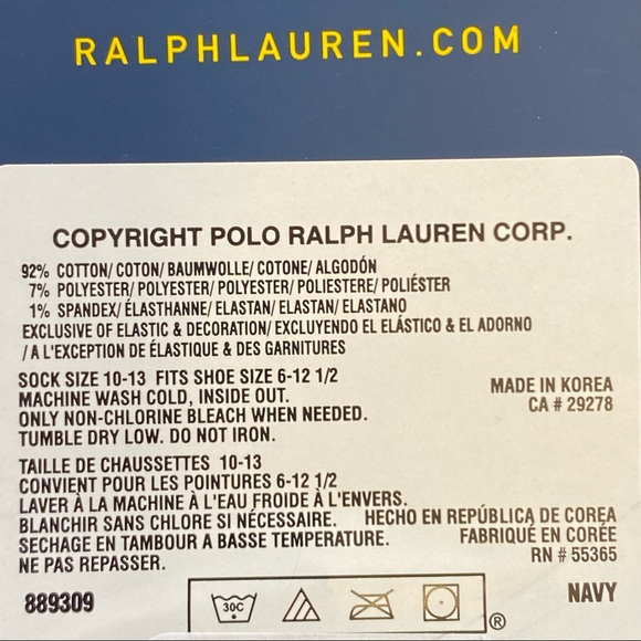 Polo Ralph Lauren Rainbow Pony Crew Sock Navy - Picture 5 of 5